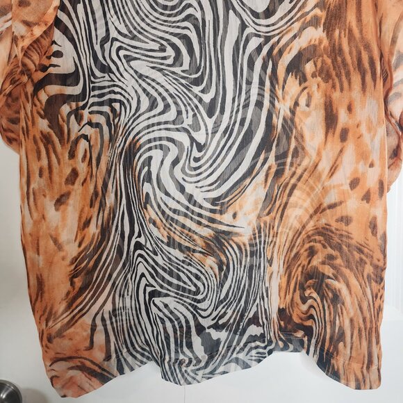 Jessica Taylor zebra print sheer boho Kaftan kimono beach swim cover up size XL - Picture 9 of 10